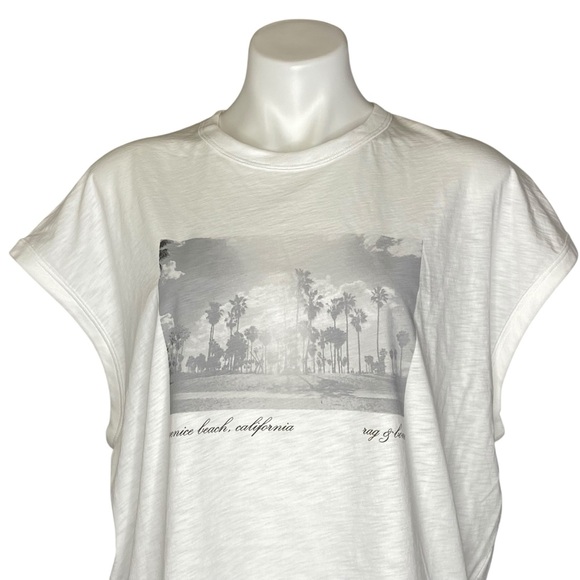 RAG AND BONE Venice Beach Graphic Short Sleeve Muscle Tee White Small - Picture 3 of 14